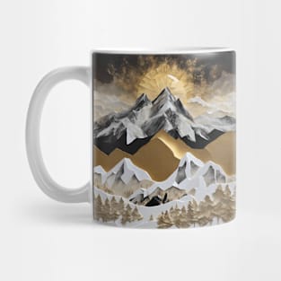 Golden Sunrise Over the Mountains - Abstract Landscape Art Mug